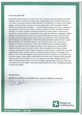 Lettera L'Assessore allo Sport e alle Politiche Regione lombardia - Bookstore