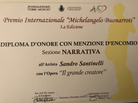 foto della premiazione e dell’attestato del Premio Buonarroti - Bookstore