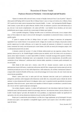 Recensione di Simone Vender, Professore Onorario di Psichiatria - Bookstore