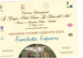 attestato di menzione al merito Concorso Internazionale Le Grazie - Porto Venere - Bookstore