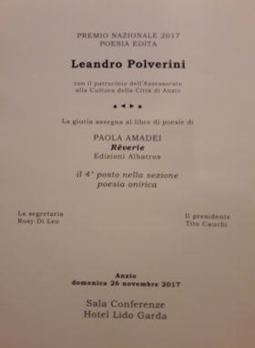 IV° posto premio Polverini_poesia edita Reverie Ed. Albatros - Bookstore